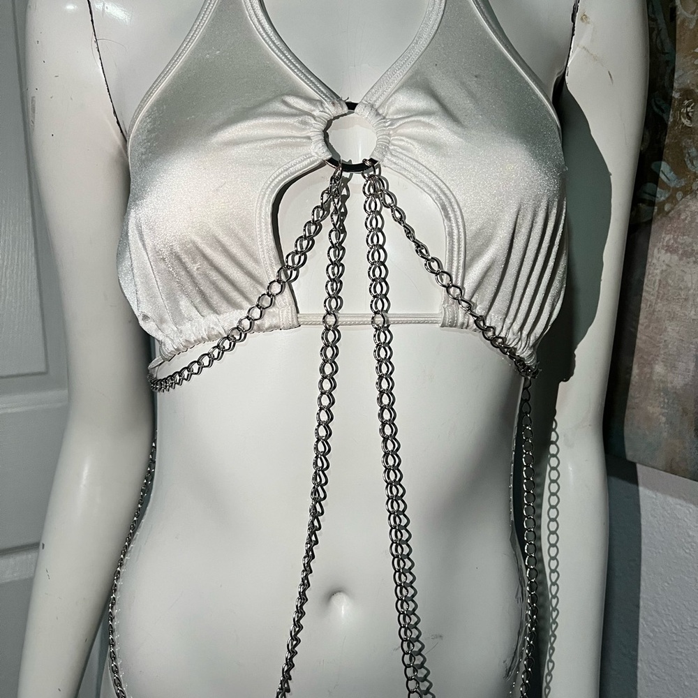 Silver Chain Halter Top